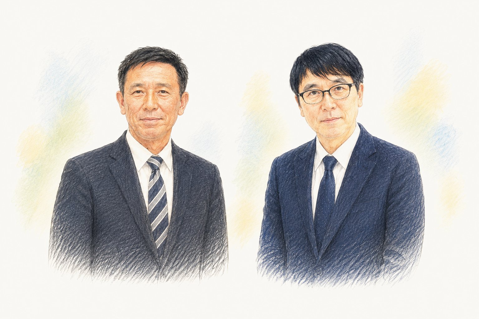 ユーエスハウジングの役員（左：専務取締役 臼井元章／右：代表取締役 臼井嘉英）